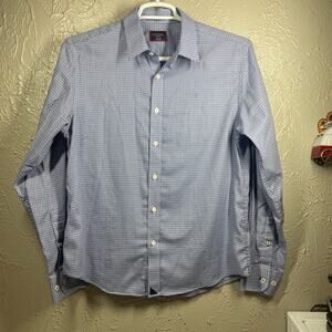 UNTUCKit Blue Long Sleeve Button Up‎ 100% Cotton Check Formal Dress Shirt Mens M